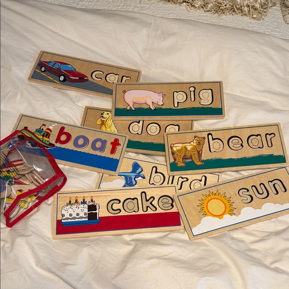 Colorful Wooden Word Puzzle Set for Kids